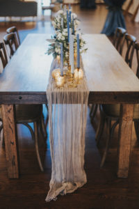WinMock Farm Table with Green Bee Florals for Open House